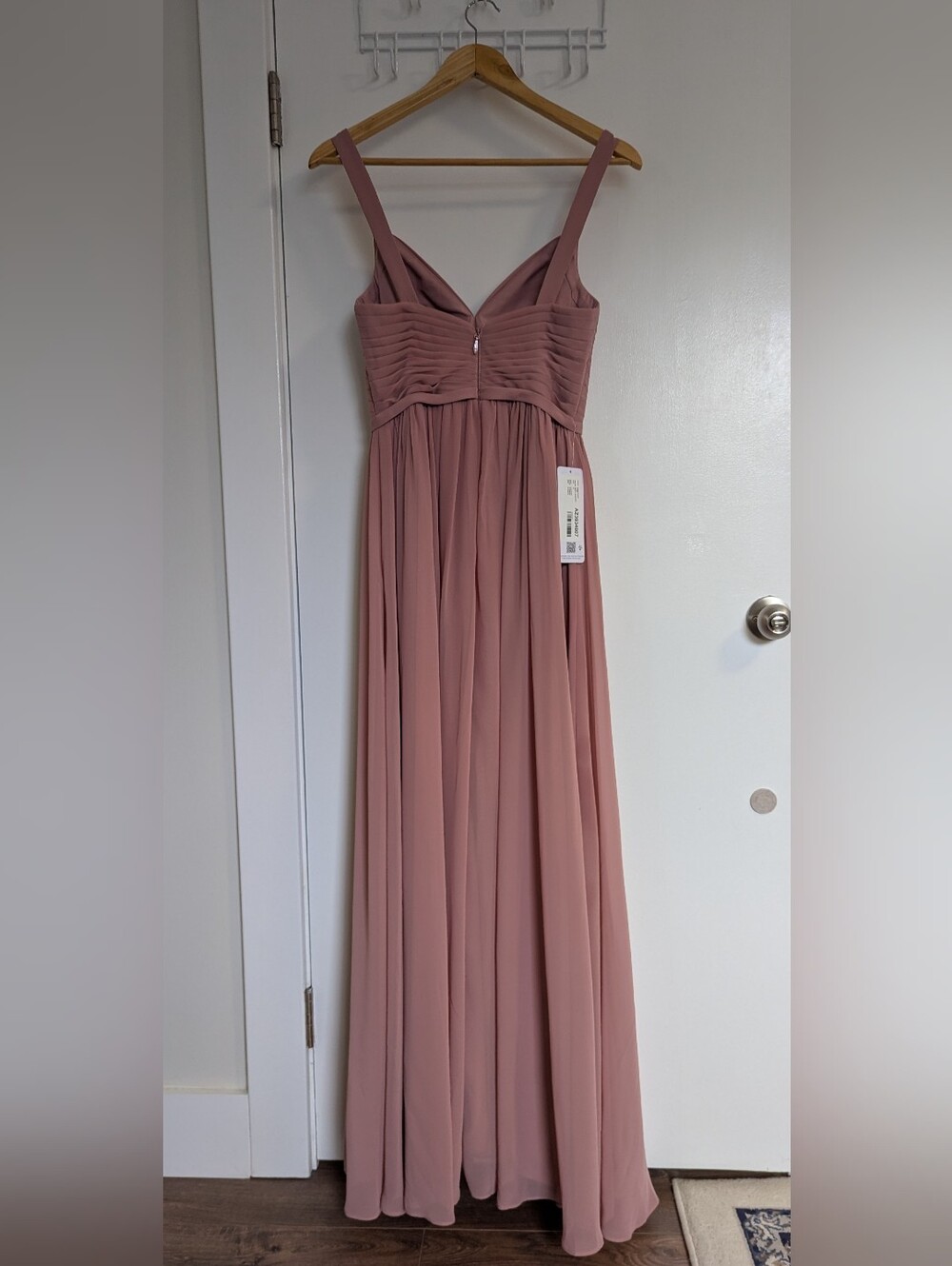 Azazie Dusty Rose Spaghetti Strap Maxi Dress with High Slit - Picture 9 of 13